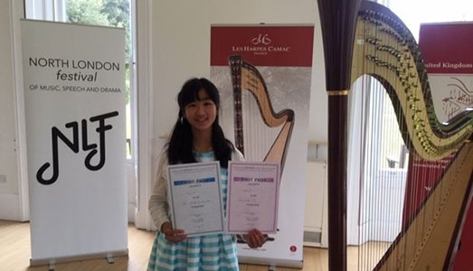 Tiana To (11) First Prize, Grade 5 and Grade 6 Harp competition Third prize, under 13 Study competition
